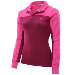 Nike Women's Dri-Fit 1/2 Zip Hooded Pullover | NWOT | XS | Hot Pink, Magenta